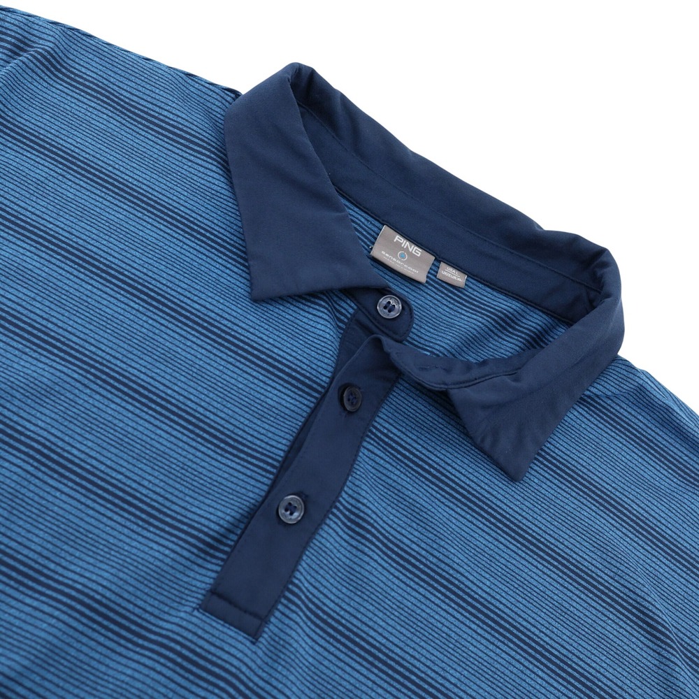 Ping Sensorcool Mens Large Blue Striped Short Sleeve Golf Polo‎ Shirt L